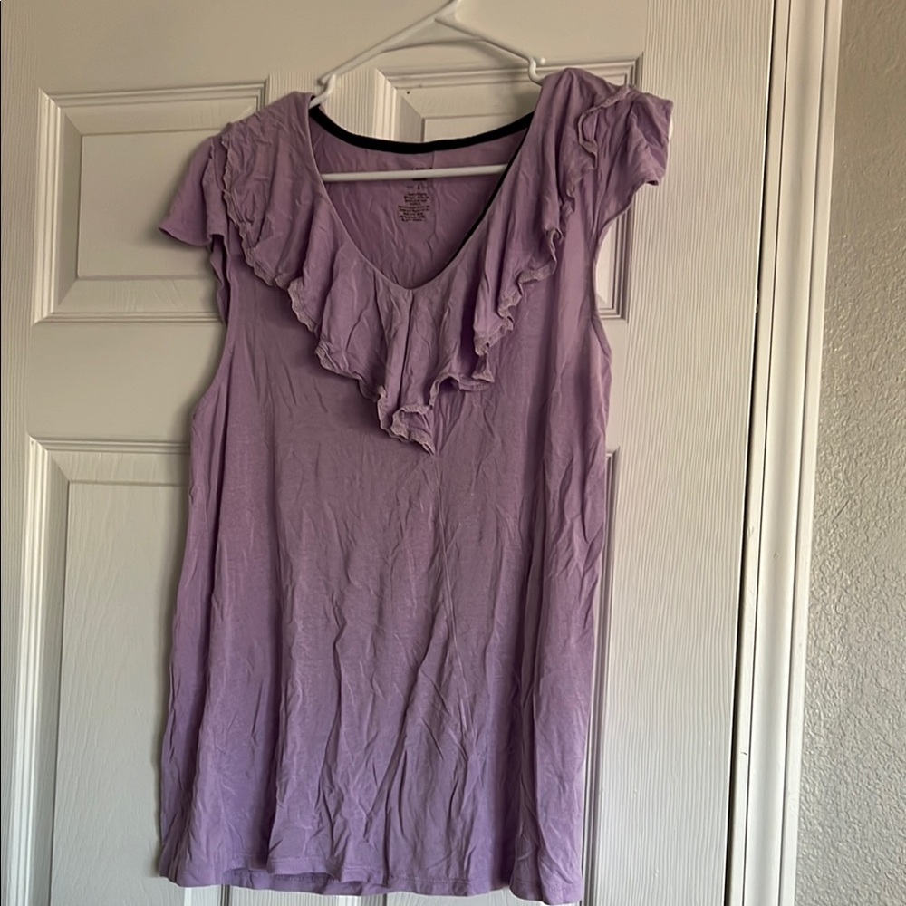 Apt. 9 Purple Flutter Sleeve Ruffled Blouse